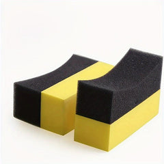 2pcs Car Tire Polishing Sponges Double Width Curved Foam Pads