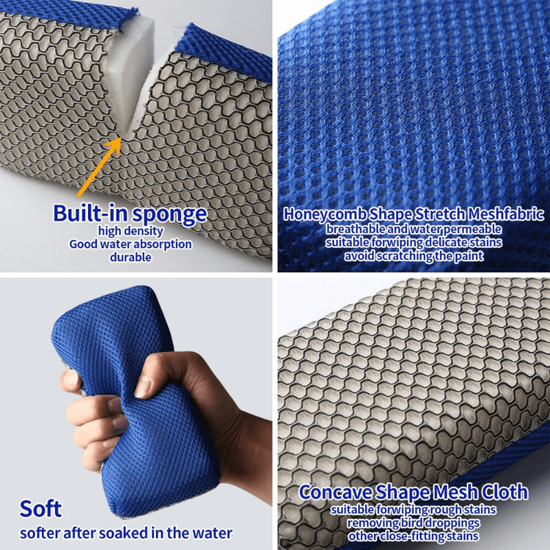 Double Sided Car Wash Sponges Bug Remover Mesh Cleaning Tar Sponge