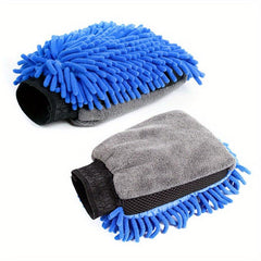 Chenille Scratch Microfiber Wash Gloves - Yellow/Orange