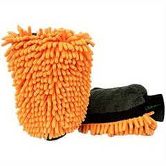 Chenille Scratch Microfiber Wash Gloves - Yellow/Orange