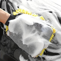 Chenille Scratch Microfiber Wash Gloves - Yellow/Orange