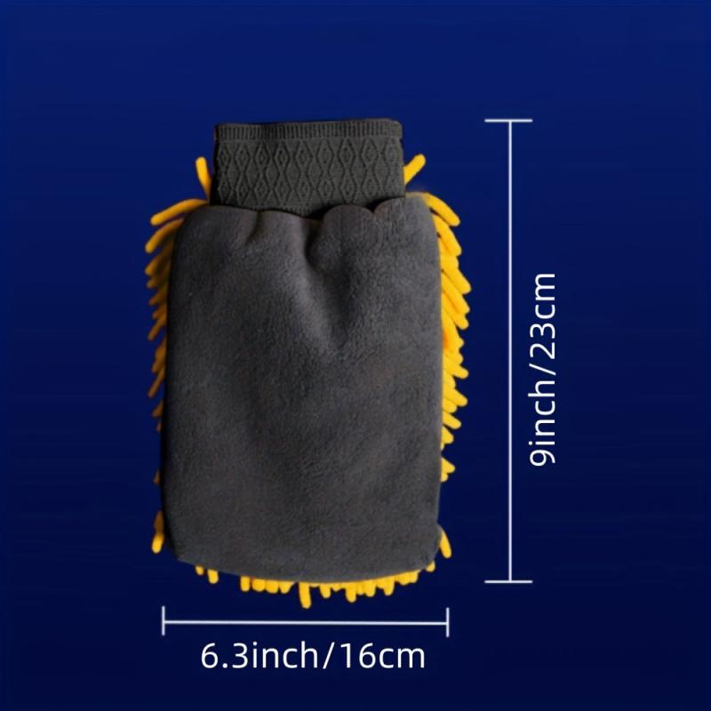 Chenille Scratch Microfiber Wash Gloves - Yellow/Orange
