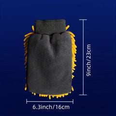 Chenille Scratch Microfiber Wash Gloves - Yellow/Orange