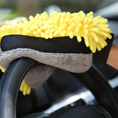 Chenille Scratch Microfiber Wash Gloves - Yellow/Orange