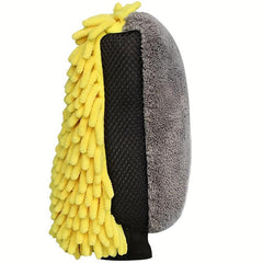 Chenille Scratch Microfiber Wash Gloves - Yellow/Orange