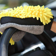 Chenille Scratch Microfiber Wash Gloves - Yellow/Orange