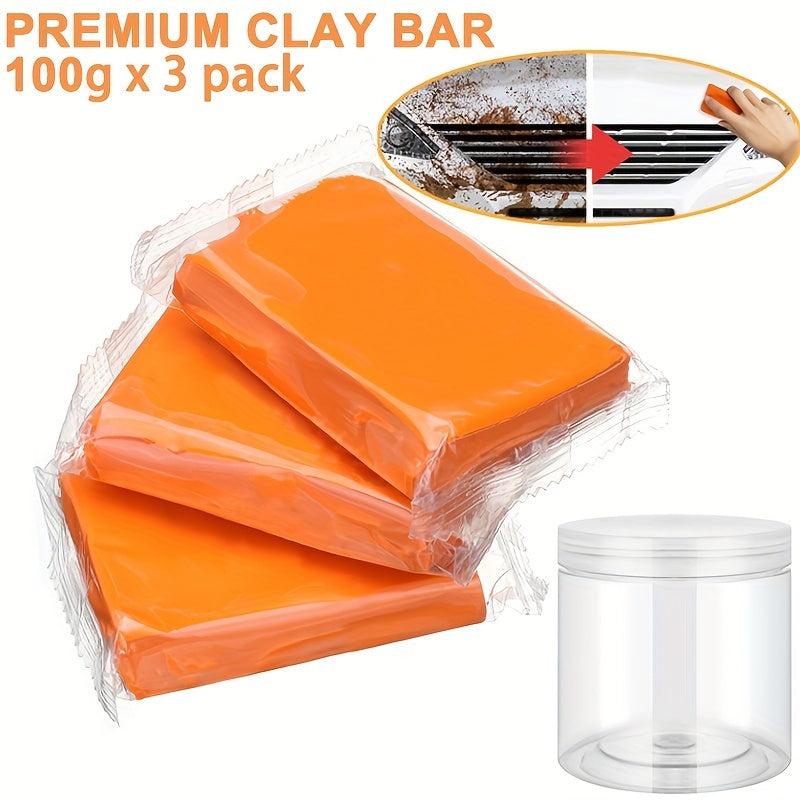 3pk 100g Car Detailing Clay Bar Kit w/ Storage