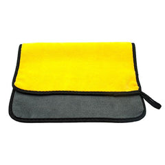 Plush Microfiber Cleaning Cloth Towel 5 Pcs Grey&Yellow