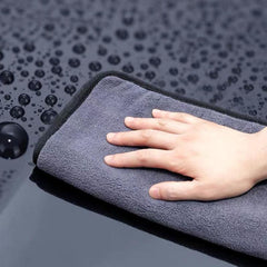 Plush Microfiber Cleaning Cloth Towel 5 Pcs Grey&Yellow