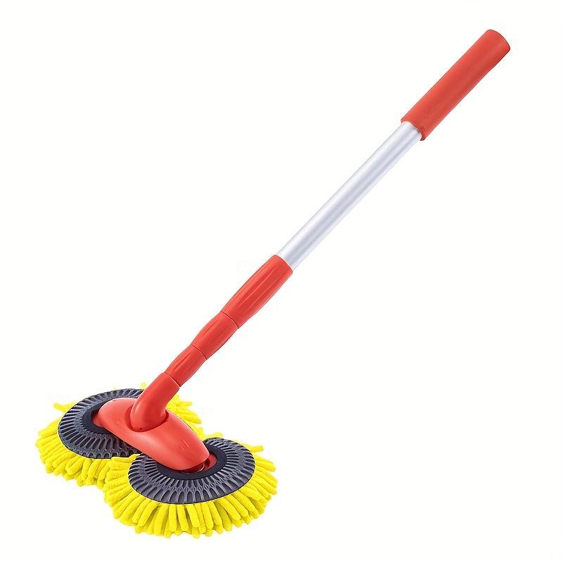Car Rotating Car Wash Mop Retractable Soft Brush Dual Head Cleaning