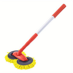 Car Rotating Car Wash Mop Retractable Soft Brush Dual Head Cleaning