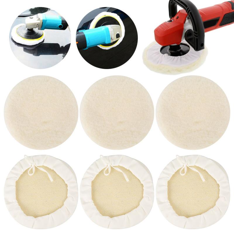 6Pcs 7in Polishing Buffer Pads Soft Wool & Wheel Polishing Pads Kit for Car