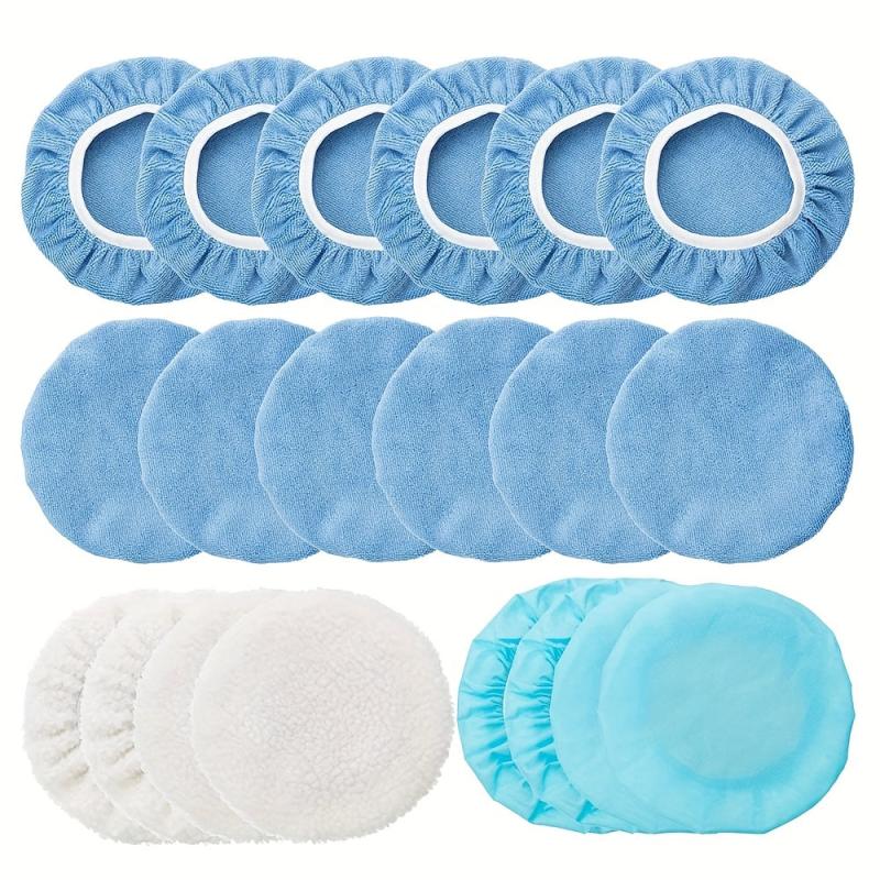 20pcs Car Orbital Buffer Polisher Pad Bonnet Microfiber Baxer Polishing Buffing