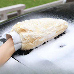 2pcs Car Wash Gloves Plush Double sided Faux Wool Hand Wiping Set