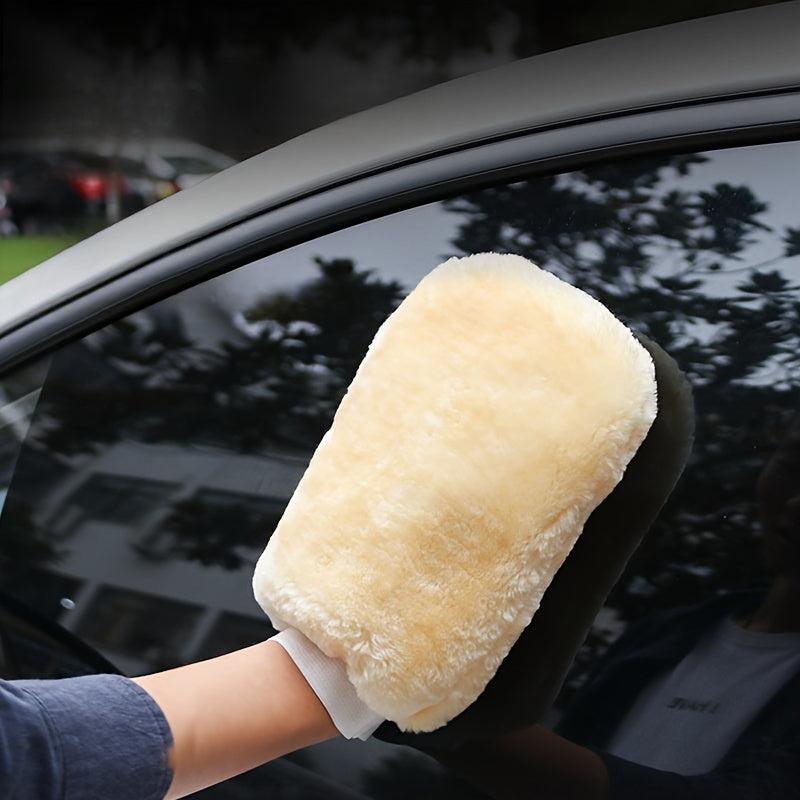 2pcs Car Wash Gloves Plush Double sided Faux Wool Hand Wiping Set