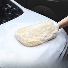 2pcs Car Wash Gloves Plush Double sided Faux Wool Hand Wiping Set