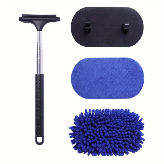 3 In 1 Car Window Cleaner Brush Kit Microfiber Wash Tool Long Handle