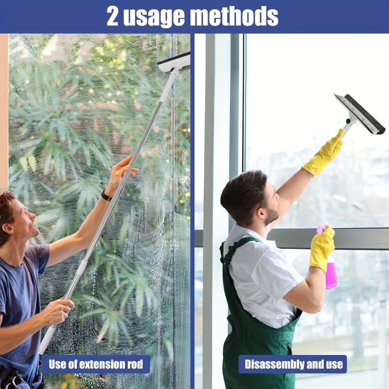 62cm Window Cleaner Squeegee 2 in 1 Extendable Poles