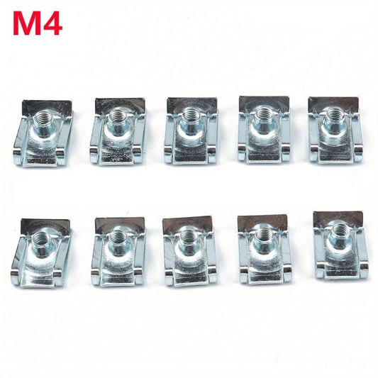 10pcs Manganese Steel Clip Nut Reed U Nuts Fastener Assorted Kits for Motorcycle