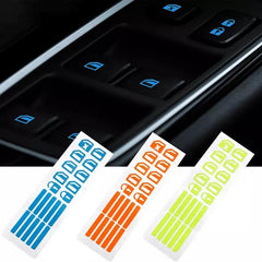 2pcs Car Window Button Luminous Sticker Switch Night Fluorescent Decals