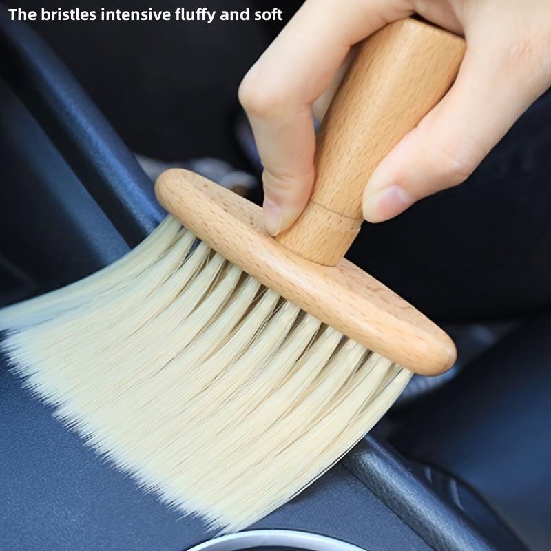 Solid Wood Car Air Vent Dust Remover Brush Soft Bristle Car Interior Cleaning
