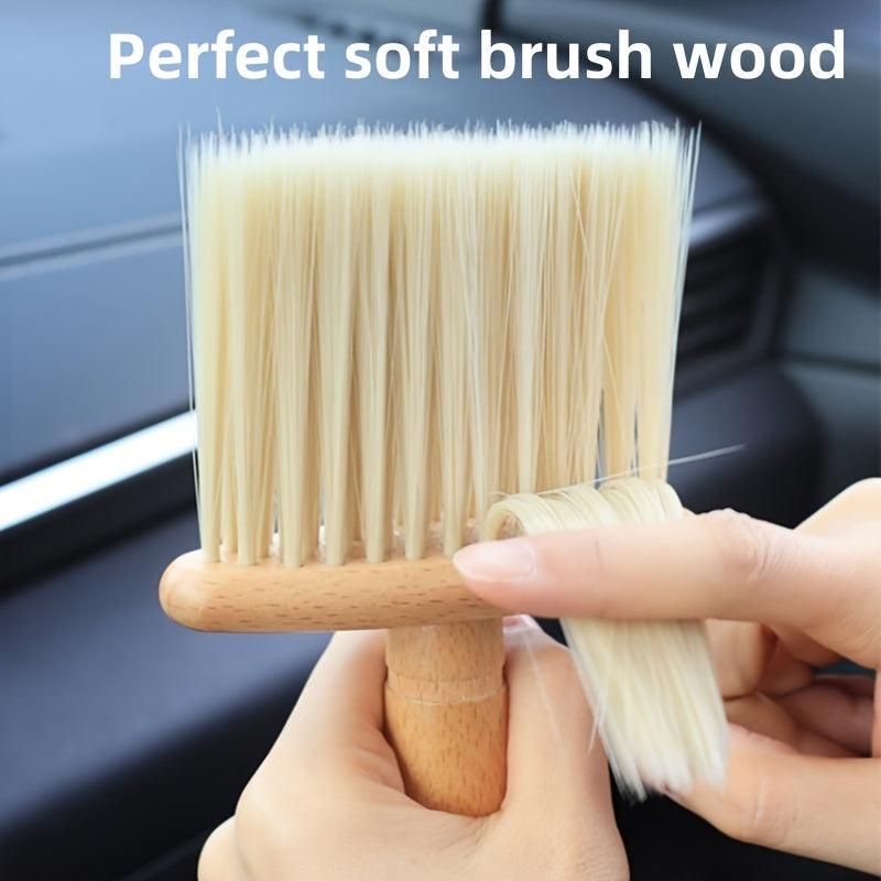 Solid Wood Car Air Vent Dust Remover Brush Soft Bristle Car Interior Cleaning