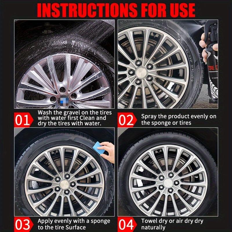 Tire Gloss Spray Kit for Car Tires, Hub Cleaner & Rubber Protector