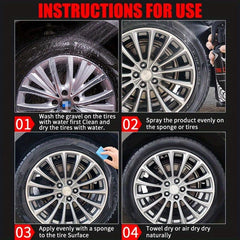 Tire Gloss Spray Kit for Car Tires, Hub Cleaner & Rubber Protector