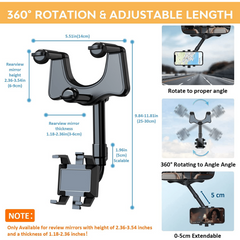 Universal 360 Rear View Car Mirror Phone Mount