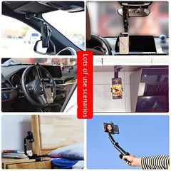 360 Rotating Car Sun Visor Phone Holder Telescopic Rearview Mirror