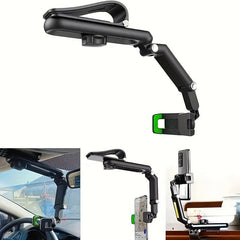 360 Rotating Car Sun Visor Phone Holder Telescopic Rearview Mirror