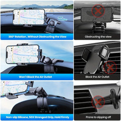 Dashboard Car Phone Holder 360u00b0 Adjustable Mount Anti-slip Clip for Smartphone