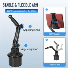 2-in-1 Car Cup Holder Mount for Phone & Tablet