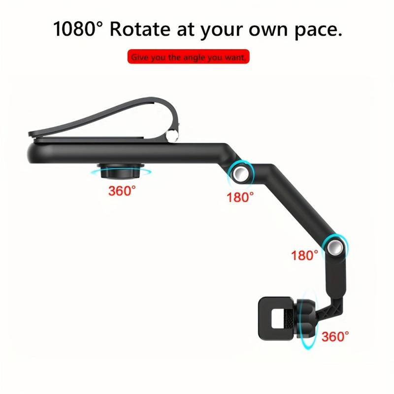 360 Rotating Car Sun Visor Phone Holder Telescopic Clip Bracket