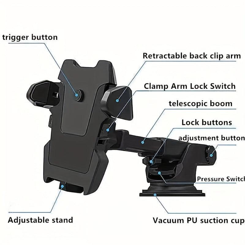 360 Rotation Telescopic Arm Car Phone Holder