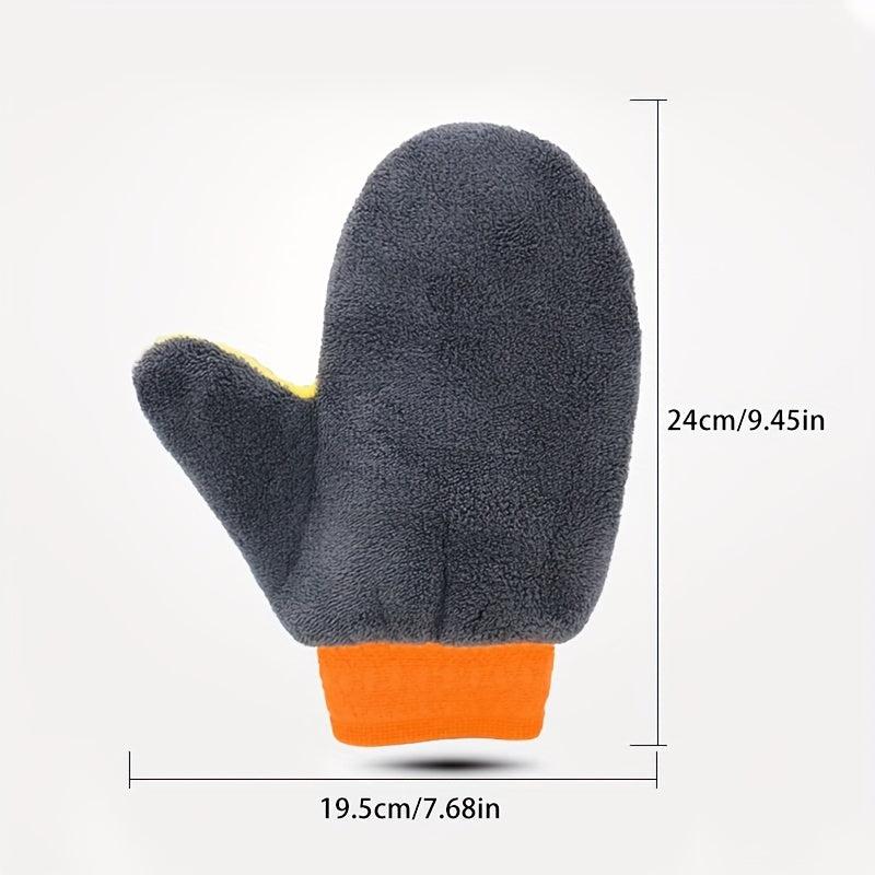 Coral Velvet Bear Paw Car Wash Gloves for Automotive Cleaning