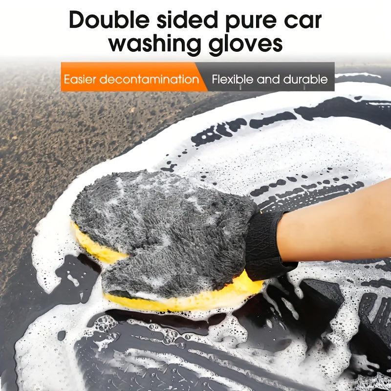 Coral Velvet Bear Paw Car Wash Gloves for Automotive Cleaning