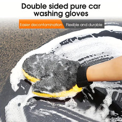 Coral Velvet Bear Paw Car Wash Gloves for Automotive Cleaning