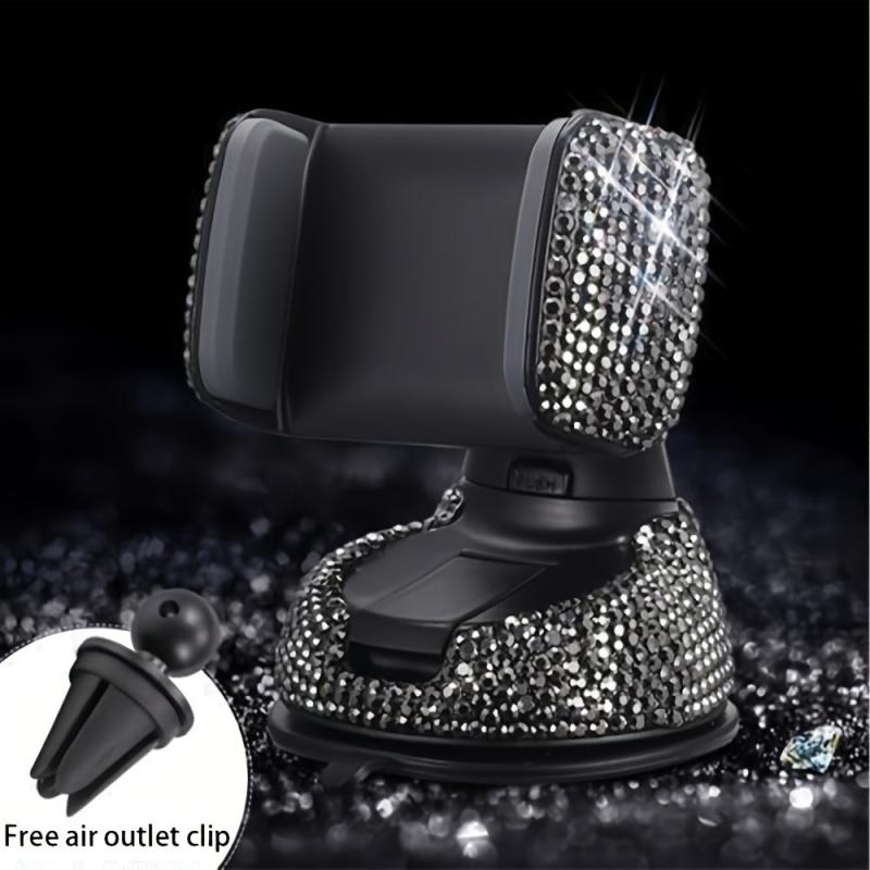 Diamond Embedded 360u00b0 Stand Phone Holder Multicolored Options