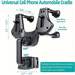 360 Rotated Car Rearview Mirror Phone Holder Slip Rearview Phone Mount