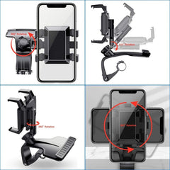 Car Phone Holder Rearview Mirror 360 Adjustable Spring Clip VOPH045
