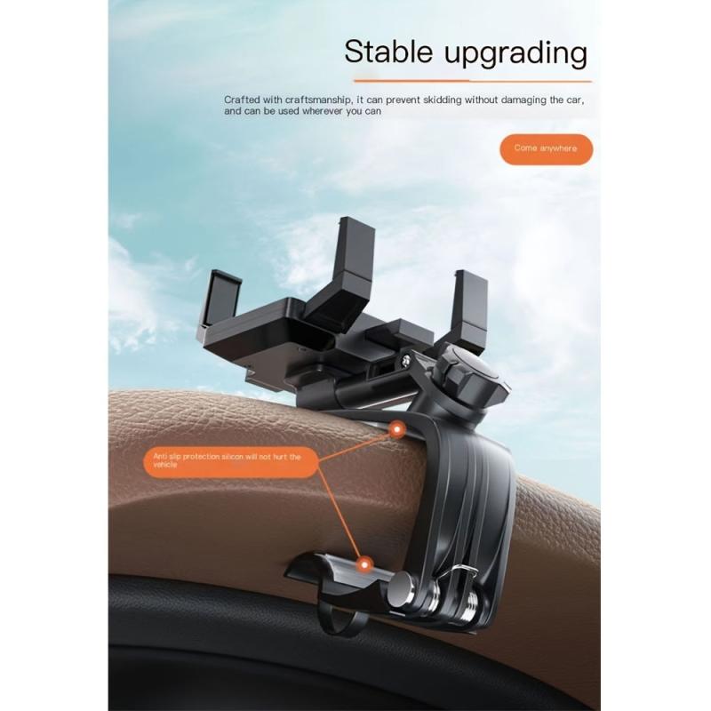 Car Phone Holder Rearview Mirror 360 Adjustable Spring Clip VOPH045