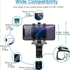 Car Phone Holder Rearview Mirror 360 Adjustable Spring Clip VOPH045