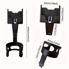 Car Phone Holder & Cup Holder 2 in 1 Mount - Vertical/Horizontal Positioning