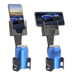 Car Phone Holder & Cup Holder 2 in 1 Mount - Vertical/Horizontal Positioning