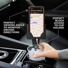 Car Phone Holder & Cup Holder 2 in 1 Mount - Vertical/Horizontal Positioning