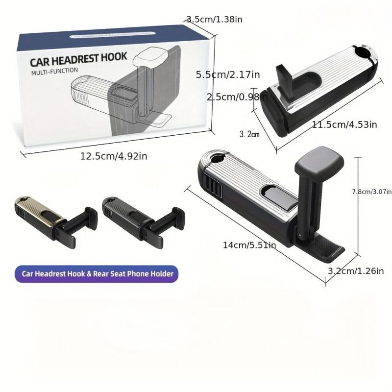 360 Rotatable Car Phone Bracket with Seat Headrest Hook Phone Holder
