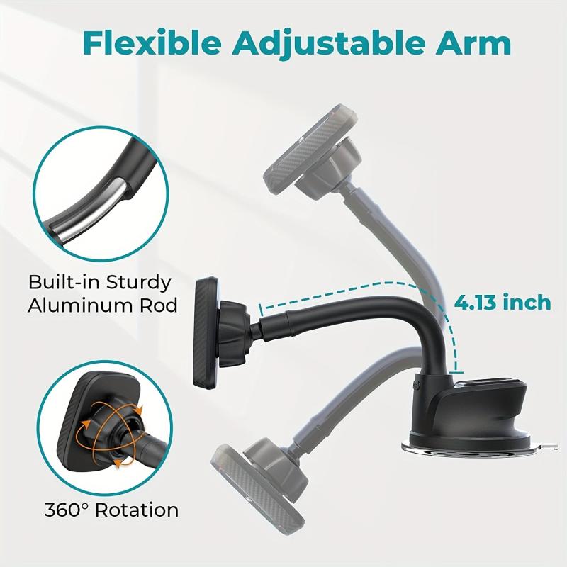 Flexible Magnetic Phone Holder for Car Dashboard & Windshield