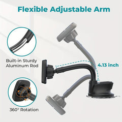 Flexible Magnetic Phone Holder for Car Dashboard & Windshield