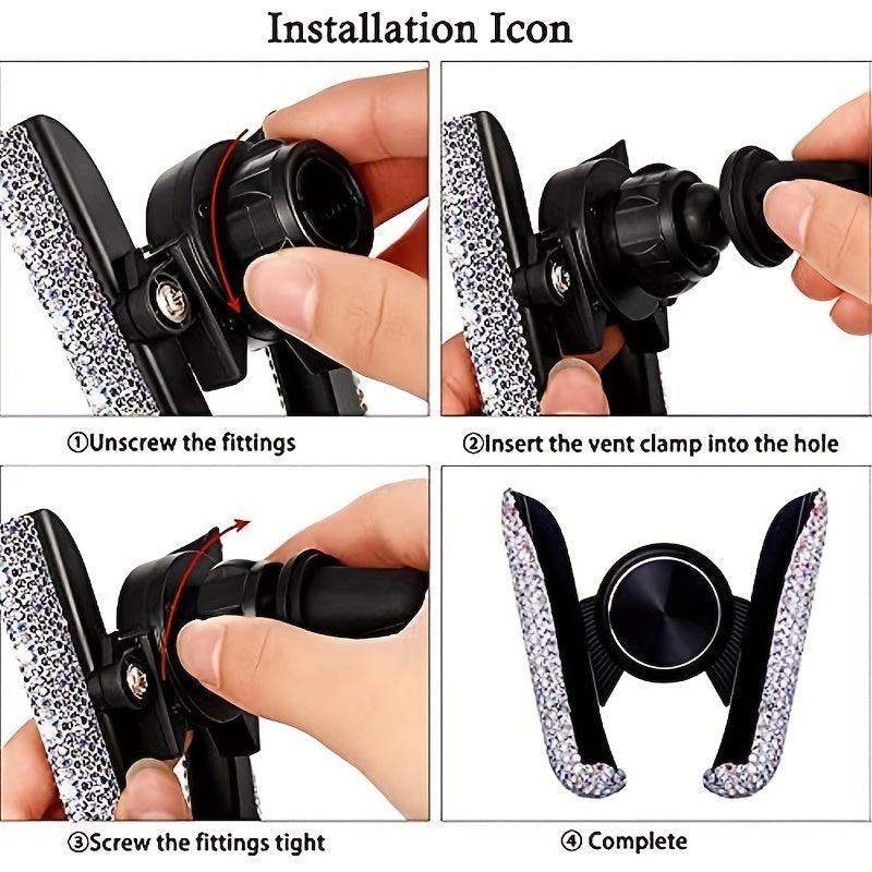 Sparkle and Shine Glitter Crystal Car Phone Holder for Women